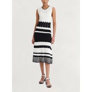 Luxely Mesa Sweater Dress Ivory Black Sz Medium NWT Contemporary Crochet Pattern